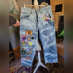 Custom patched and bleached WRANGLERS size 30×32